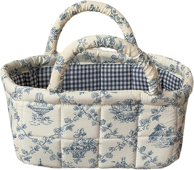 Mini Boho Fabric Storage Baskets – Decorative Small Floral Organizer Boxes with Soft Handles, Holds Cosmetics, Jewelry, Socks