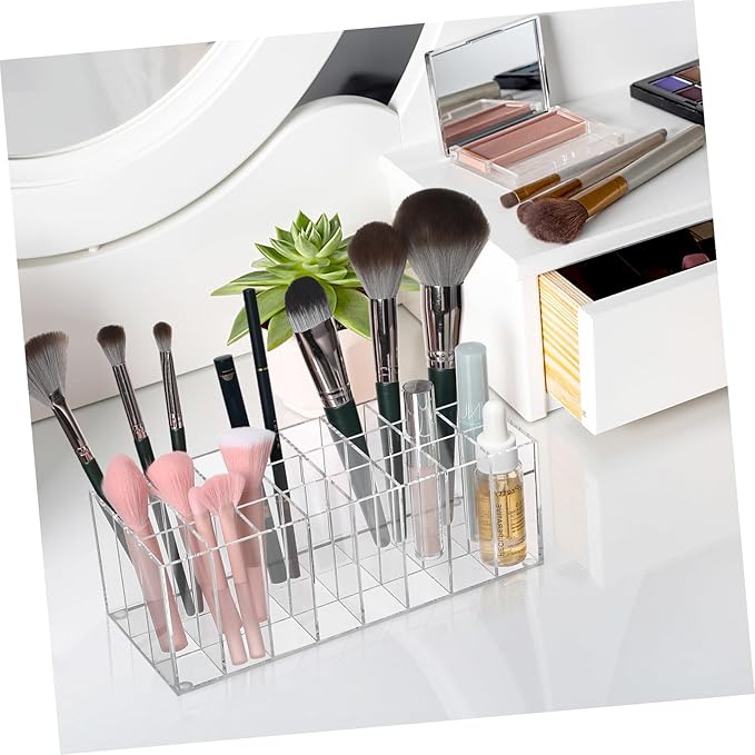 DOITOOL Acrylic Makeup Organizer -Grid Lipstick Holder Space-Saving Counter Display Rack