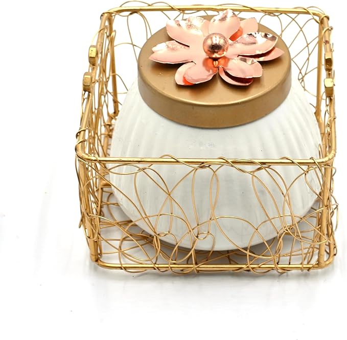 Set of 50 Lot Dry Fruit Jar with Golden Net Basket and Lid 4 Inch, Return Gifts, Serving Bowls/Jars for Parties, Wedding Gifts