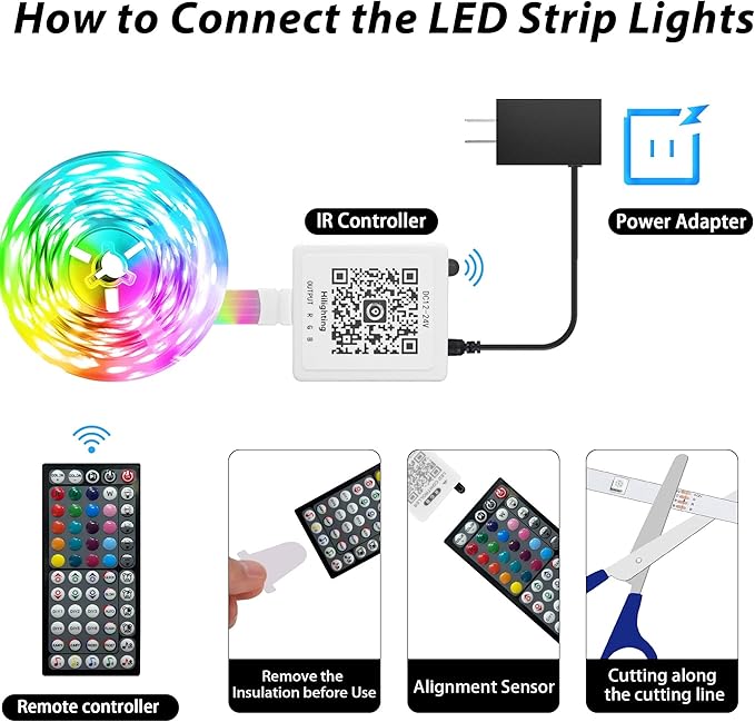 Ledagic Led Lights for Bedroom 100ft Color Changing RGB Led Strip Lights Music Sync, DIY Led Light Strip with Remote and App Control, Dimmable Led Lights for Room Party Home Decor Cool Things(1*100ft)