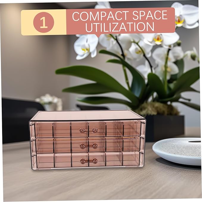 Transparent Jewelry Display Box Compartments for Earrings and Necklaces Organizer for Makeup and Jewelry Storage Design for Vanity Bathroom Countertop