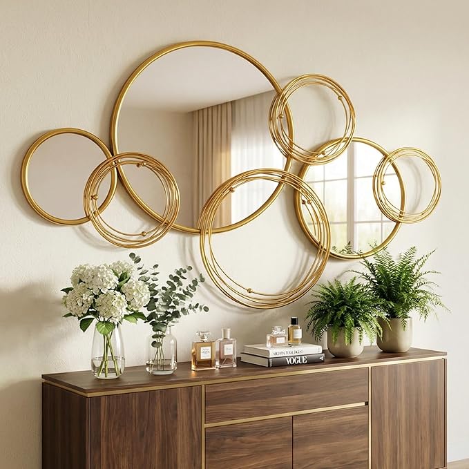Mirrors for Wall Decor, Round Gold Mirror Wall Art, Wall Mirrors for Living Room, Entryway, Bedroom, Dining Room