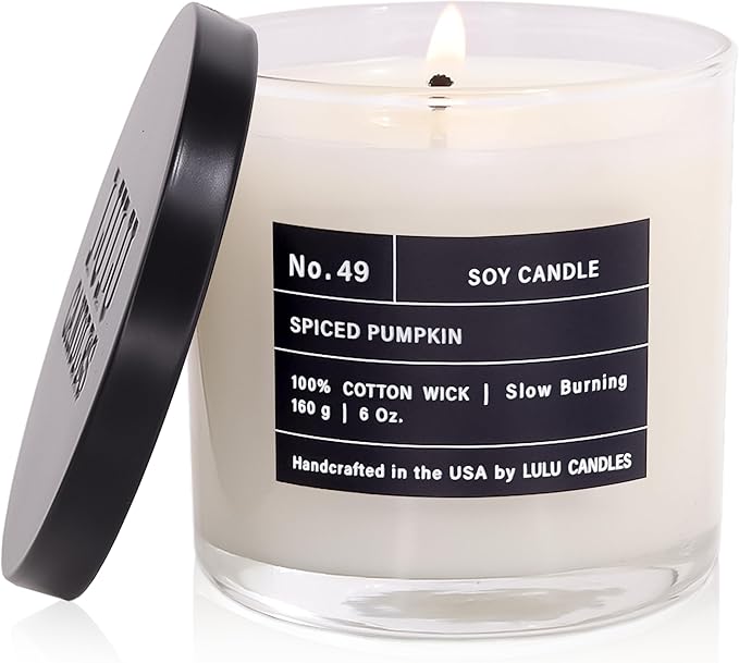 Lulu Candles | Spiced Pumpkin | Smells Like Pumpkin & Chai | Luxury Scented Soy Jar Candle | Hand Poured in The USA | Highly Scented Long Lasting (6 Oz.)