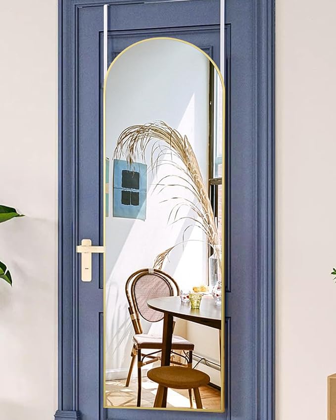 Full Length Arched Mirror, 16'' x 50'', Hanging/Leaning, Home Decor, Gold