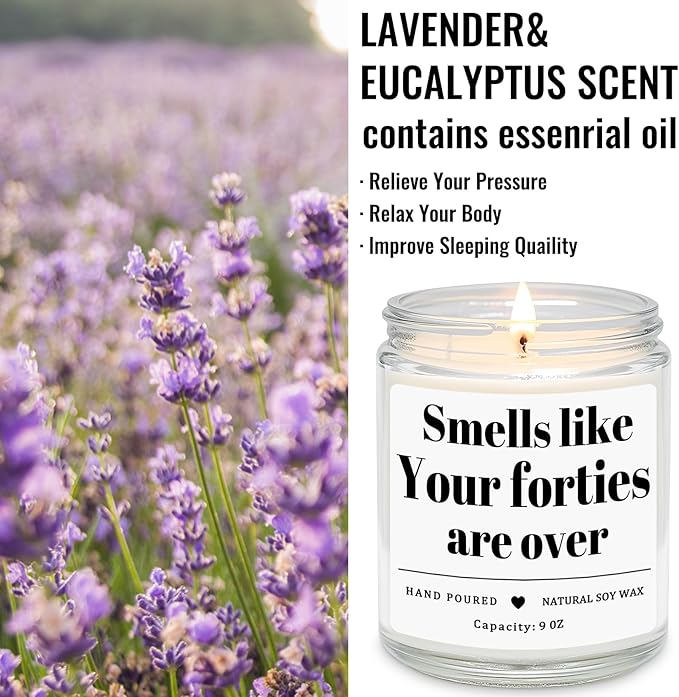 Homsolver 50th Birthday Gifts for Her Him, 9OZ Lavender Scent Birthday Candles with 50+ Hours Burn Time, Unique Handmade 50th Birthday Decorations for Women, Men, Friend, Sister, Wife, Husband
