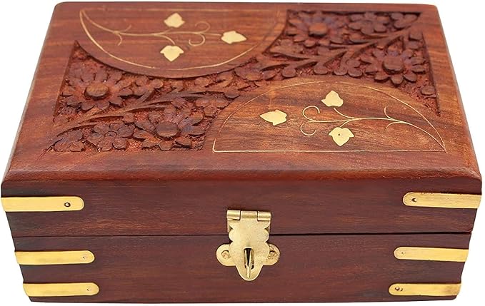 Wooden Jewelry Box Makeup and Organizer Women Ring Storage // Earring Bracelet Organizer//multipurpose usage// 6x4 inches, (Brown) e