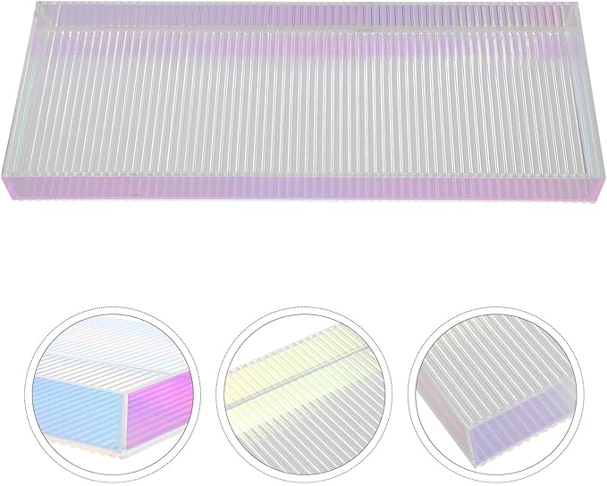 Acrylic Organizer Vanity Tray Small Size Colorful Striped Makeup Storage Display Tray Perfume Stand for Dresser and Bathroom Home Décor