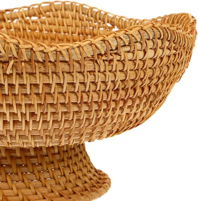 Alipis Small Round Woven Rattan Basket 9.84In Key Bowl and Fruit Tray Tabletop Organizer for Home Kitchen Entryway Storage