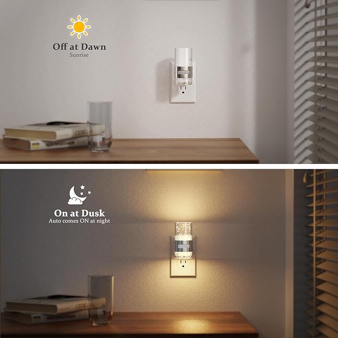 JandCase Motion Sensor Night Light, Dimmable Night Lights Plug Into Wall, 2 Pack 3000k Soft White Night-Lights With 0-100Lm Adjustable Brightness, Acrylic Plug In Nightlight For Bedroom Bathroom Decor