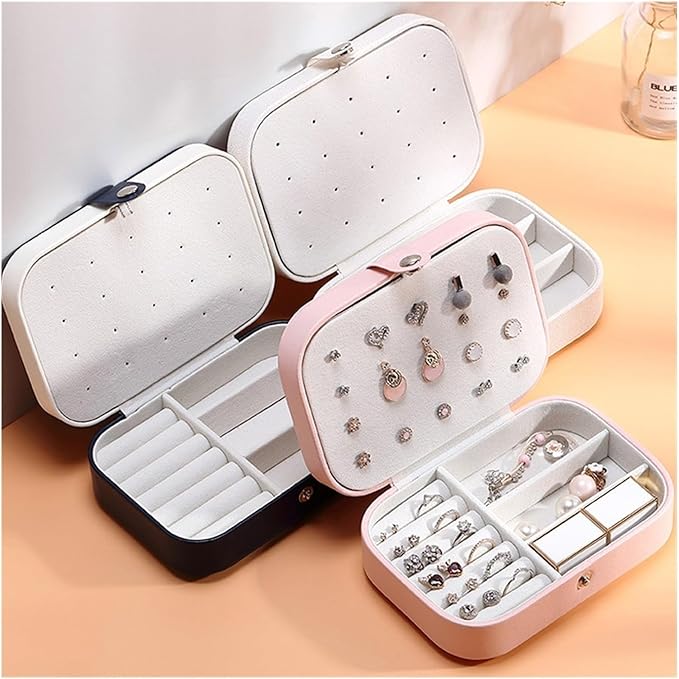 Jewelry Box Portable Travel Jewelry Organizer Necklace Ring Earring Storage Box Double Layer Household Jewelry Box Makeup Organizer for Rings Necklaces Bracelets Earrings ( Color : C , Size : 16*11.5*