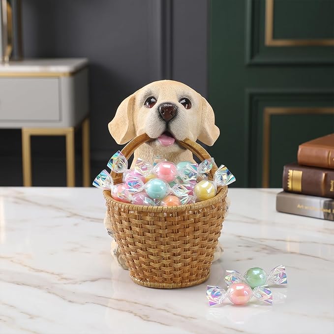 Dog Resin Storage Basket, Desktop Organizer for Remote & Keys, Cute Home Decor Tray, Ideal present for Pet Lovers.(Labrador Cream)