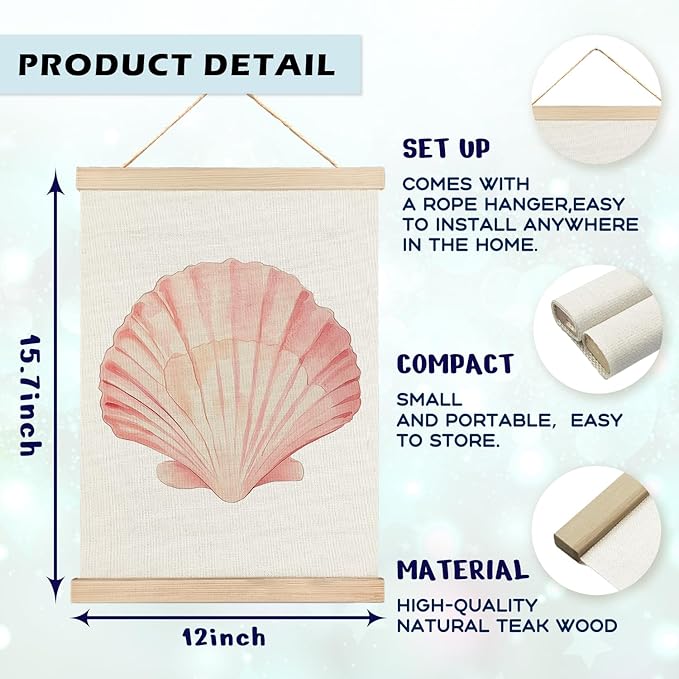 Coastal Cowgirl Granddaughter Room Decor, Pink Seashell Wall Art Poster, Coastal Wall Decor, Seashell Wall Decor, Beach Wall Decor, Preppy Beach Room Decor, Beach House Decor, 12x16 Inches