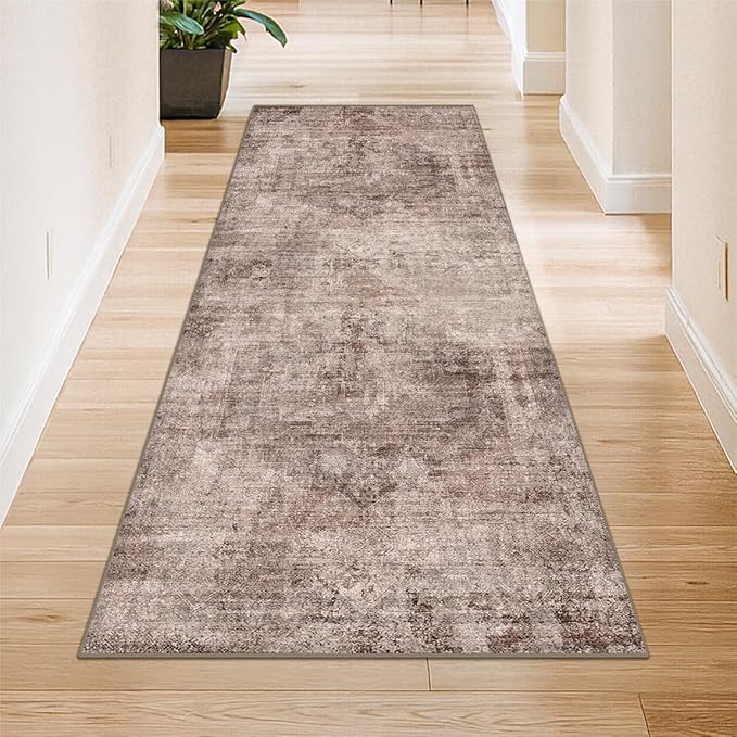 Hazo Haus Terracotta 2x6 Hallway Runner Rug, Non-Slip & Machine Washable Red Brown Rugs for Kitchen, Bathroom, Entrance Indoor, Low Pile & Soft Stain Resistant Farmhouse Decor