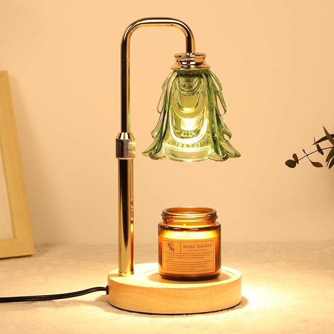 Droyek Candle Warmer Lamp with Timer Electric Candle Warmer Lamp Adjustable Height Dimmable Wax Warmer Lamp Jar Candles with 2 Bulbs for Home Decor & Office