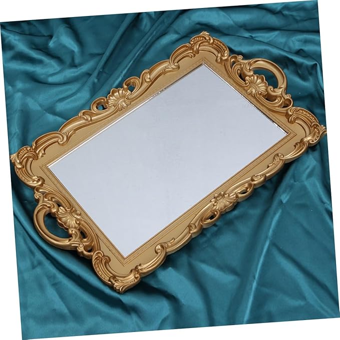 Gadpiparty Decorative Perfume Organizer Mirror Tray for Dresser Makeup Tray for Bedroom Countertop Display