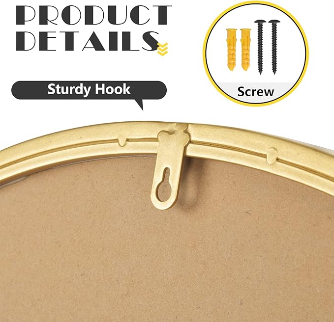 sawsile 18 Inch Round Mirror,Gold Circle Bathroom Large Metal Framed Modern Circular Wall Mirror for Bedroom, Living Room, Entryway,Restroom, Vanity,Hallyway