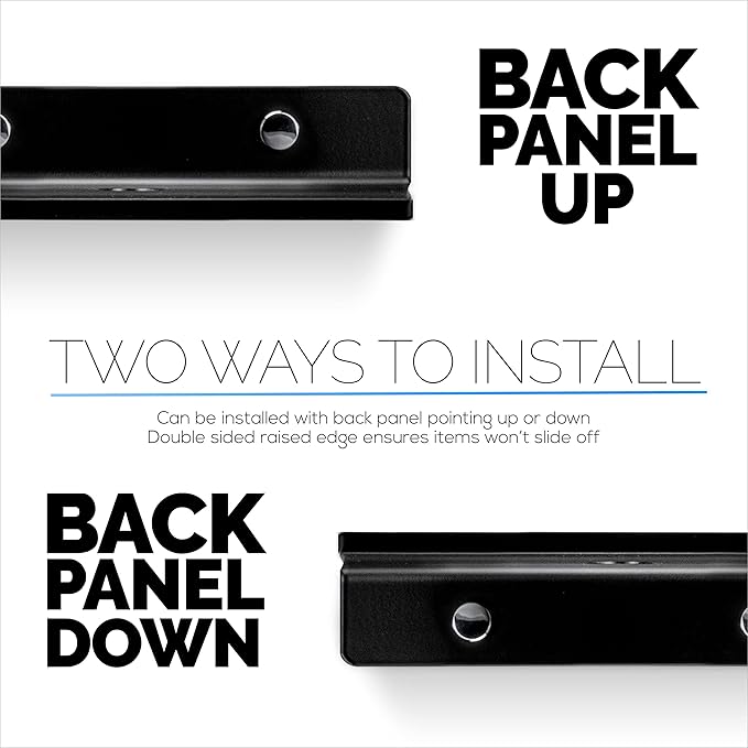 2-Pack 6" Floating Metal Wall Shelf for Books, Organizer, Speakers, Plants, Cameras, Books, Decor Display, Storage, Routers & More Wide Universal Holder Shelf by Brainwavz (Black)