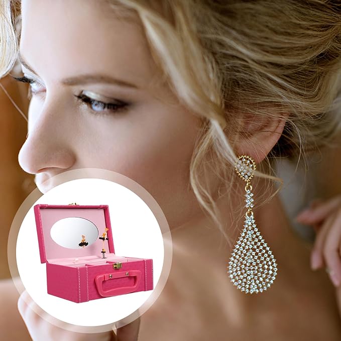 Cabilock Jewelry Storage Box and Makeup Organizer Pink Princess Jewelry Case with Music Function Compact Cosmetic Storage and Women