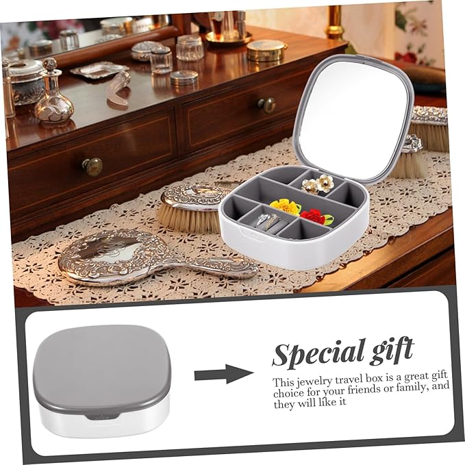 LIFKOME 2pcs Box Jewelry Box Mirror Travel Case for Jewelry Organizer Pu Watch Storage Earrings Holder Makeup Organizer Case