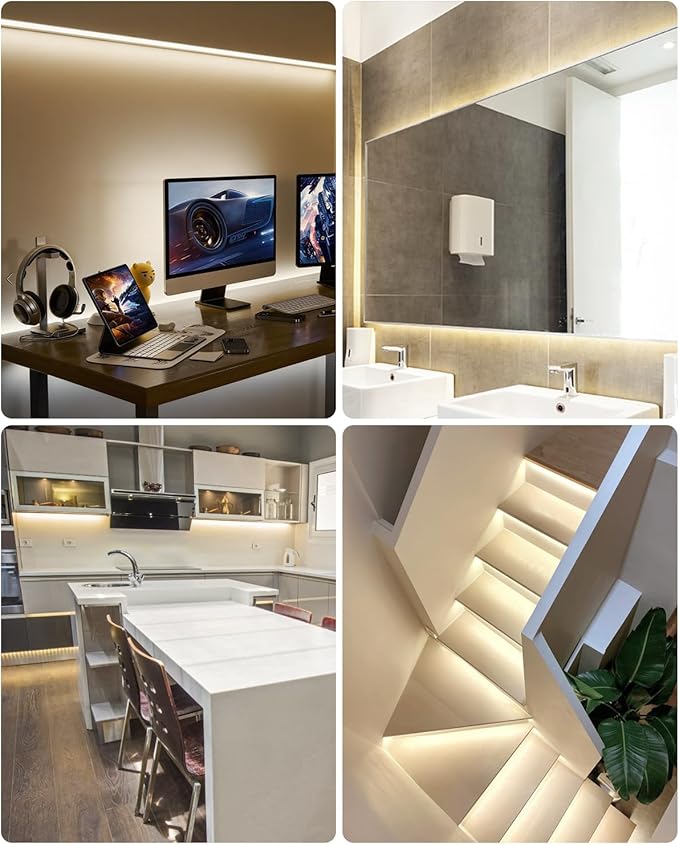 ALITOVE LED Strip Lights 5V USB 6.56FT 640LEDs 4000K Ultra Bright Dimmable White COB LED Light Strip with Remote Flexible LED Tape Lights for Mirror Desk Cabinet Kitchen Shelf TV Bedroom DIY Lighting