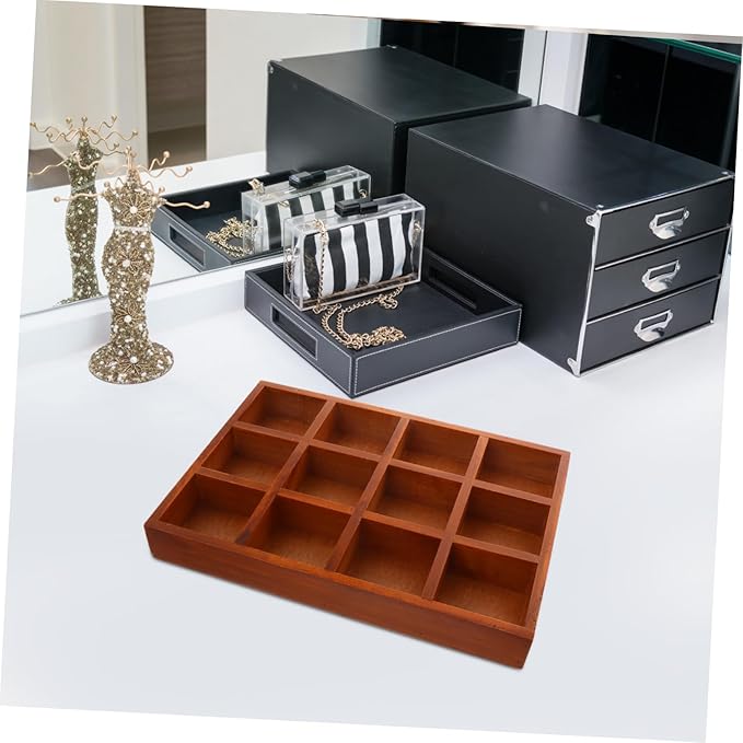 Wooden Jewelry Storage Box Compartments Vintage Trinket Organizer Desktop Makeup Organizer Retro Treasure Box