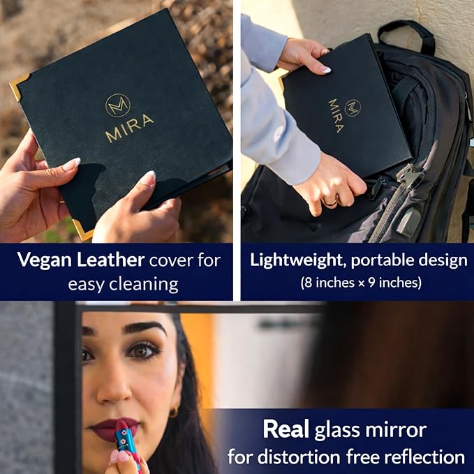 Folding Full Length Travel Makeup Mirror - Portable Mirror in 3 Way - Pyramid, Vanity, Full Length - Hanging Mirror for Outfit, Hair & Makeup - Dance Bag, Closet, Camping