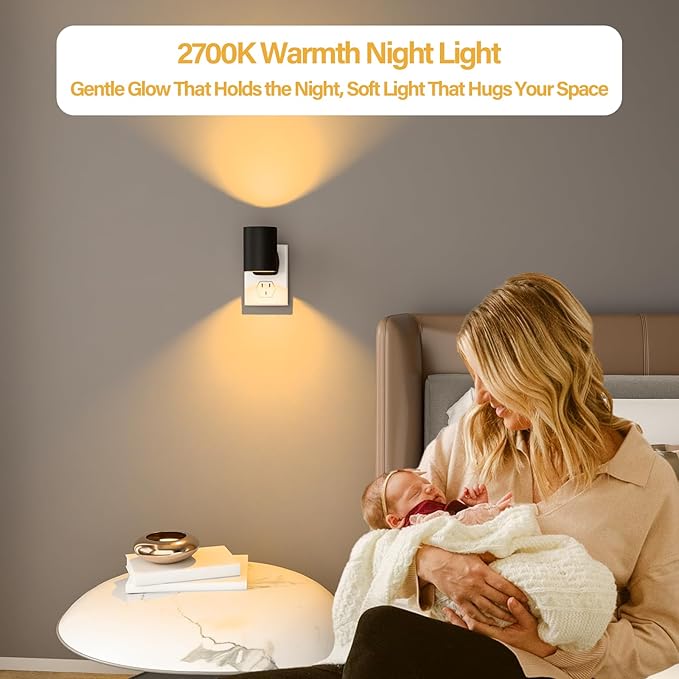 Night Lights Plug into Wall: ETL Night Light Plug in - LED Dimmable Night Light Dusk to Dawn Light Sensor, Soft Warm 2700K, Adjustable Brightness, Wall Lights for Bedroom, Hallway, Stairs - 4 Pack
