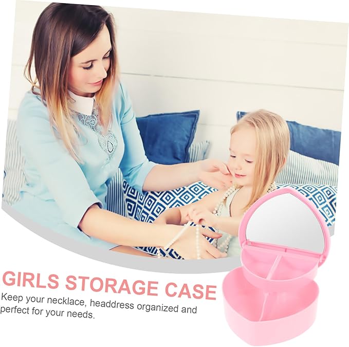 BESPORTBLE DIY Cartoon Jewelry Storage Box for Girls Plastic Makeup Organizer Dividers Cute Accessories Container for Boys and Girls Pink