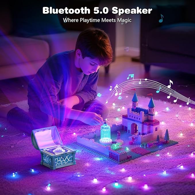 Northern Light Galaxy Projector Treasure Chest Projection – Aurora Projectior with White Noise and Bluetooth Speaker, Night Light Boy Room Decor, Gift for Kids Teen (Blue)