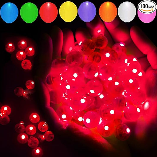 100pcs Red LED Balloon Light, Mini Led Lights Small Round Led Ball Lamp for Paper Lantern Balloon Indoor Outdoor Party Event Fun Birthday Party Wedding Decoration Supplies