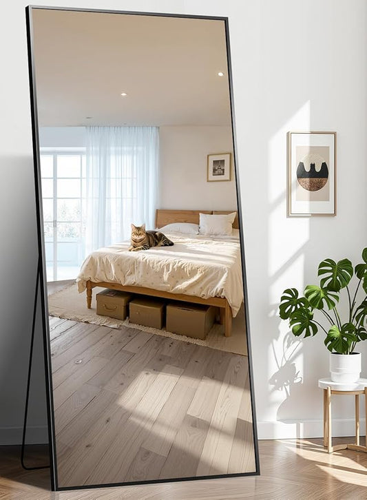 76"x34" Floor Mirror Full Length - Standing Mirror with Aluminum Alloy Frame, Large Body Mirror for Bedroom, Living Room, Wall Mounted or Leaning