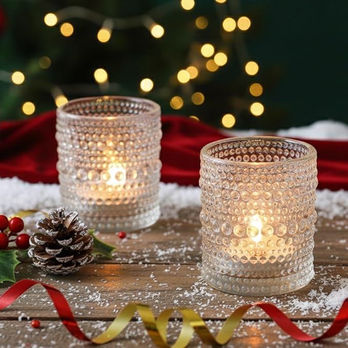 TRIRITE 36 Pcs Clear Votive Candle Holders for Wedding, 2x2.5 Elegant Tealight Candle Holder, Vintage Tea Light Holders for Bridal Shower & Table Centerpieces