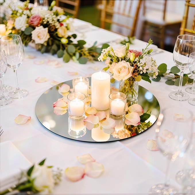 30PCS Round Mirrors for Centerpieces for Tables, 6" Circle Flat Mirrors Trays Plates for Centerpieces for Table Decorations, Circle Mirror Candle Plates for Wedding Table Centerpieces