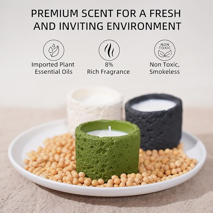 Viyffo 3 Pack Citronella Candles Outdoor, Citronella Candle Set Indoor, Candles for Home Scented, Non Toxic Soy, Colorful Ceramic Jar for Patio, Backyard Décor & Camping Gift (6oz, 12 Hour Burn Each)
