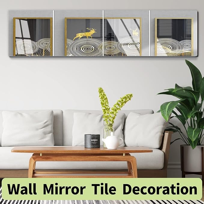 Unbreakable Full Length Wall Mirror, 4Pcs 10"x10", Over The Door, Made of Shatterproof Plexiglass Acrylic, Long Mirrors for Bedroom Closet, Workout for Home Gym, Full Body Mirror for Kids