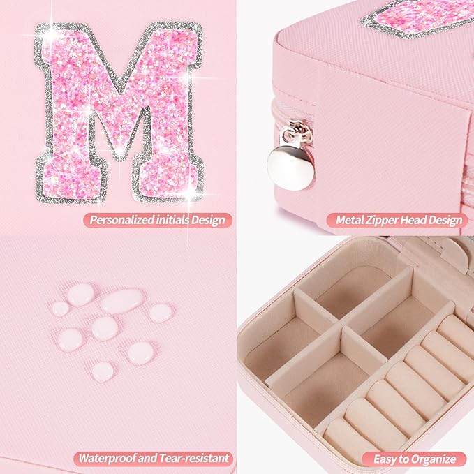 Uygafly Travel Jewelry Case - Mothers Day Gift for Mom, Wife, Sister or Mother in Law | Pink