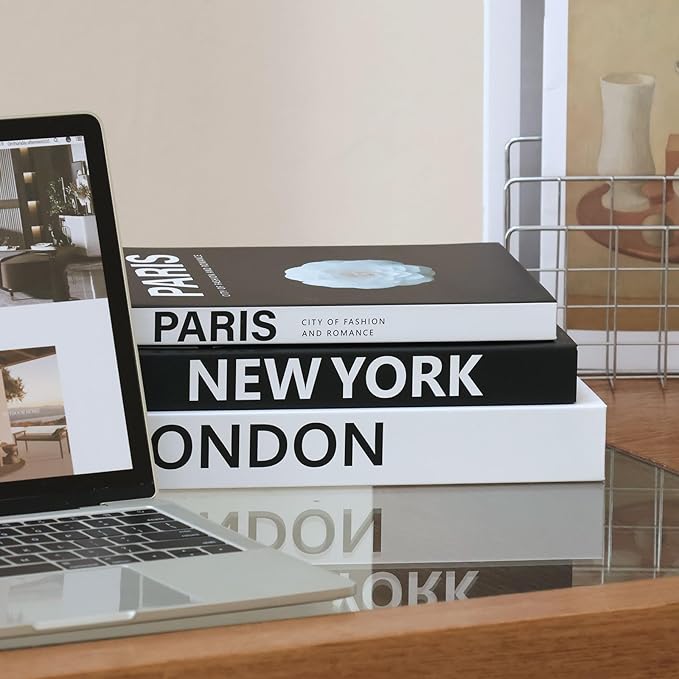 Decorative Books for Home Decor, 3 Pcs Aesthetic Fake Books Set, Modern Neutral Coffee Table Decor, Decorative Book Boxes for Living Room Shelf Styling