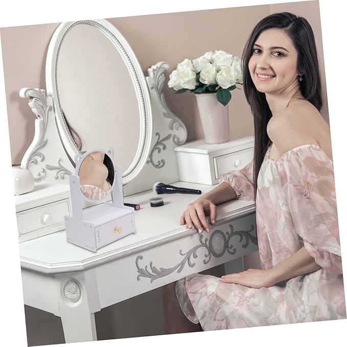 CALLARON Large Desktop Cosmetic Mirror with Drawer Storage Box Portable Makeup Mirror for Girls for Vanity and Travel Dimmable Touch Screen Stylish Makeup Organizer