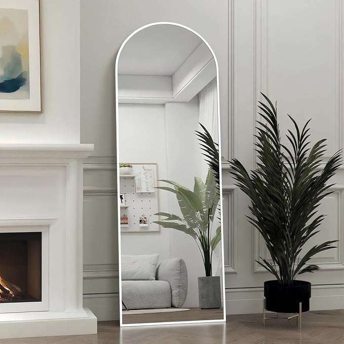Door Mirror, Arched Full Length Mirror Over The Door, 16"x 50" Hanging Mirrors, Wall Mirrors,White