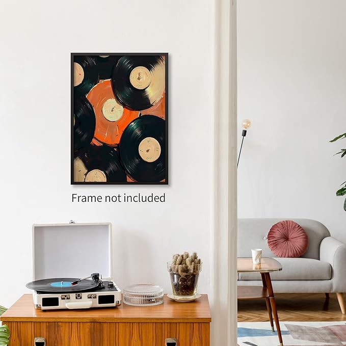rumlud 90s Music Vinyl Records Canvas Poster Trendy Modern Music Wall Art Vintage Minimalist Aesthetic Prints for Living Room Bedroom Dorm Wall Decor 12X16 inch Unframed