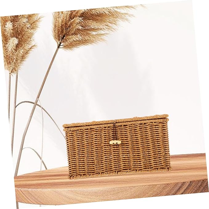 MAGICLULU Baskets for Organizing Woven Storage Bin Desktop Makeup Organizer Imitation Rattan Box