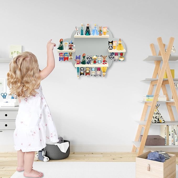Taladad for TonieBox and Tonie Shelf Cloud,Tonies Storage for 12-20 Tonie Figures Characters Magnetic Wall Shelf for Tonies Toniebox, Charging Station (Grey-Without Box Holder)