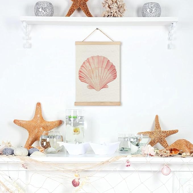 Coastal Cowgirl Granddaughter Room Decor, Pink Seashell Wall Art Poster, Coastal Wall Decor, Seashell Wall Decor, Beach Wall Decor, Preppy Beach Room Decor, Beach House Decor, 12x16 Inches