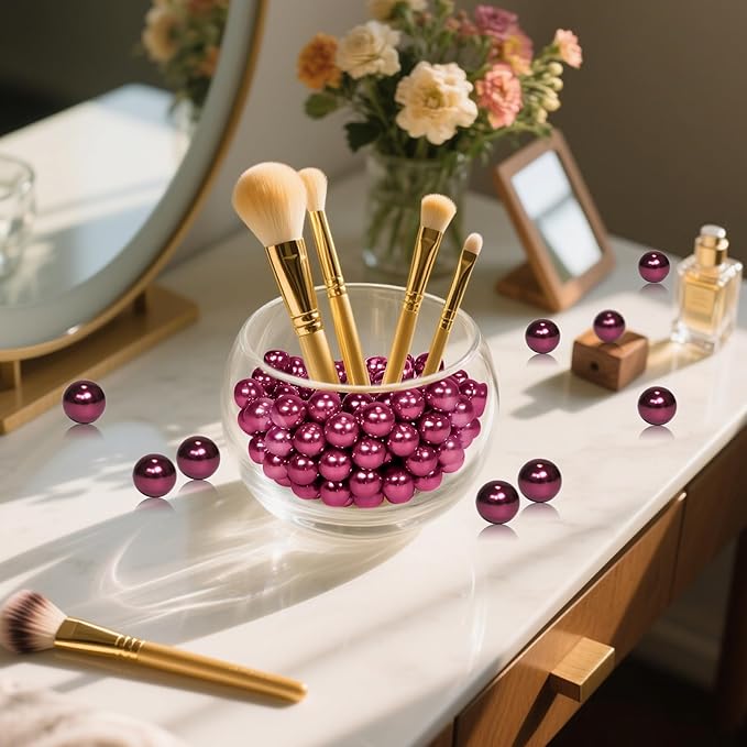 2800Pcs Wine Red Vase Filler Pearl Beads for Crafting 6mm Beads No Holes Decor Suitable for Wedding Decor, Party Decorations, Centerpiece Table Decorations