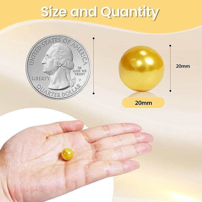 80Pcs Gold Vase Filler Pearl Beads for Crafting 20mm Beads No Holes Decor Suitable for Wedding Decor, Party Decorations, Centerpiece Table Decorations