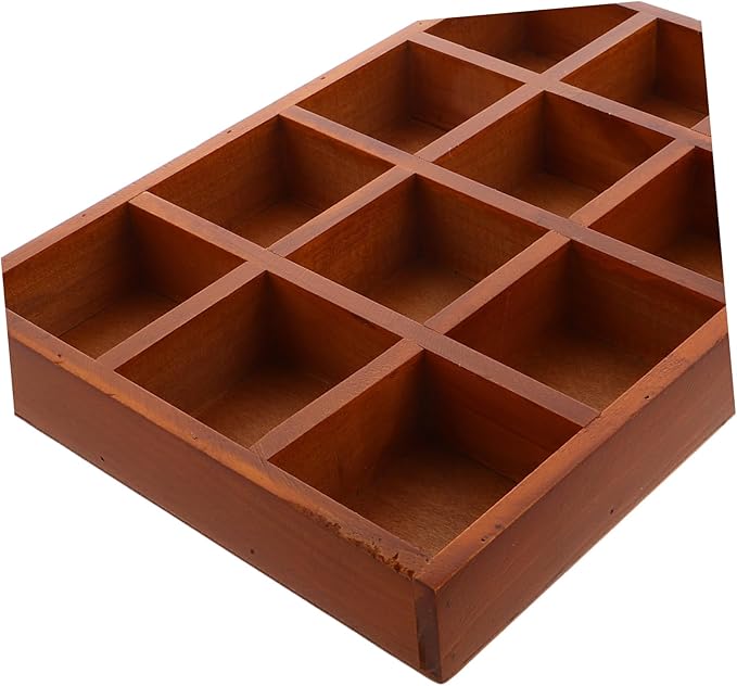 PRETYZOOM Wooden Jewelry Box Compartments Vintage Makeup Case Retro Desktop Organizer Earring Holder Decorative Storage for Home