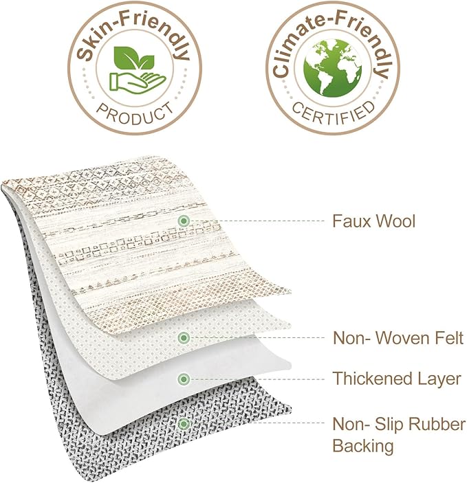Nakagishi Area Rug Living Room Rugs: 7X9 Machine Washable Boho Large Neutral Farmhouse Stain Resistant Moroccan Indoor Floor Carpet for Bedroom Nursery Dorm Dining Room Home-Multi Color