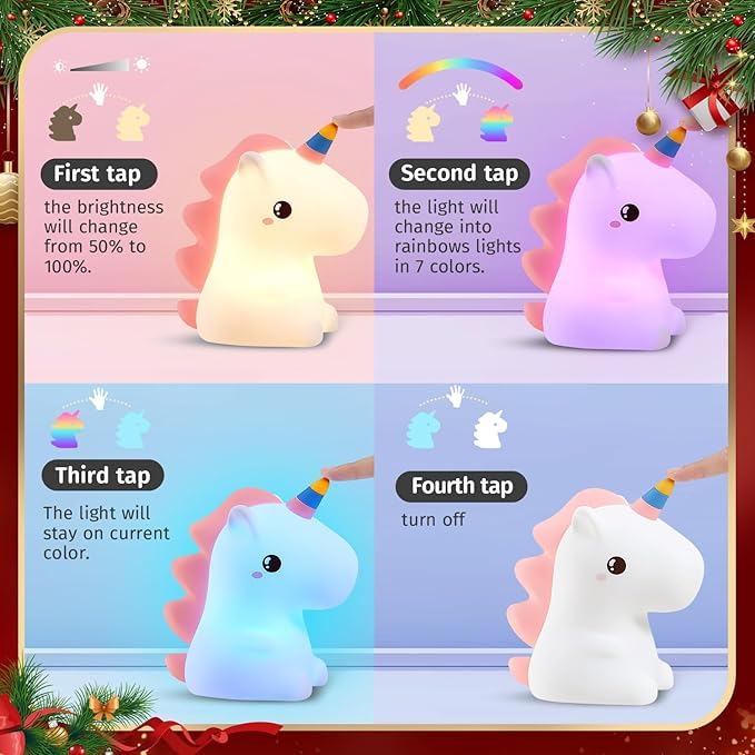 One Fire Unicorn Night Light for Kids, 16 Colors & Remote Control Baby Night Light, Rechargeable Unicorn Lamp, Cute Gifts for Kids Gifts Teen Girl Gifts