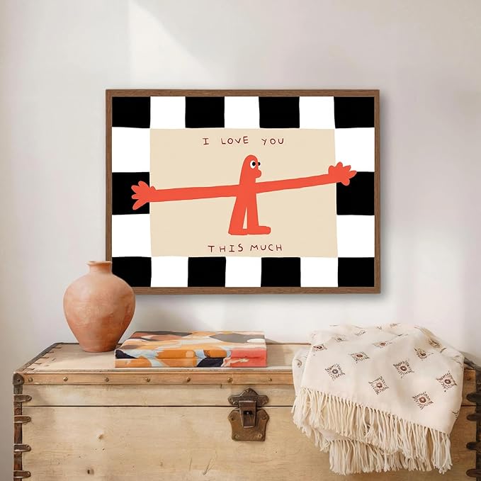 Trendy Wall Art I Love You This Much Canvas Print Nursery Inspirational Quote Wall Art Funny Daily Reminder Picture Couple Love Artwork Poster Artwork for Anniversary Family Print, 24x16inch Unframed