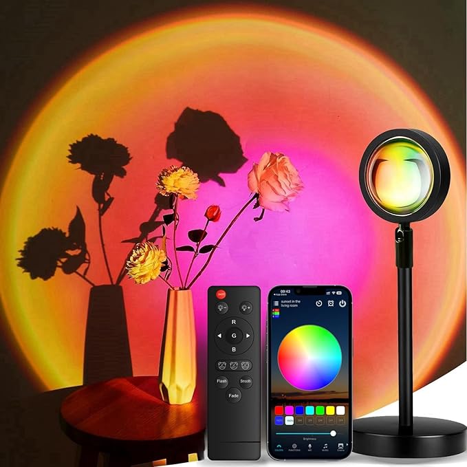 JIMEI Sunset Lamp Projector Led Lights for Bedroom Night Light RGB Lights Sun Sunlight Sunrise Lamp Mood Lighting Home/Room Decor Christmas Gifts for Women,Tabletop Multicolor